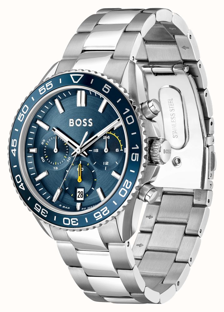 BOSS Mostrador Cronógrafo Azul Masculino (43 Mm) / Pulseira De Aço