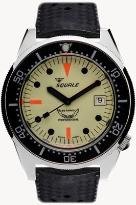 Squale 1521 Full Luminous (42mm) Superluminova Dial / Black Homage Tropic Rubber Watch 1521FULL.HT