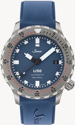 Sinn U50 b automatic (41mm) mattblaues Zifferblatt / blaues Silikonarmband Uhr 1050.0101 BLUE SILICONE