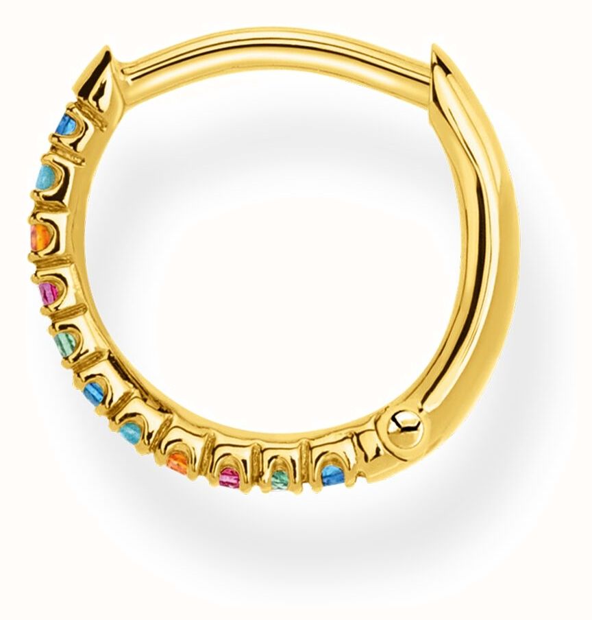 Thomas Sabo 18k Yellow Gold Plated Single Hoop Earring | Coloured Stones CR659-488-7 - vista alternativa 2