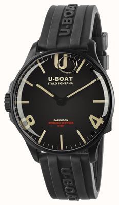U-Boat Darkmoon pvd (44 mm) cadran noir / bracelet caoutchouc vulcanisé noir 8464/C