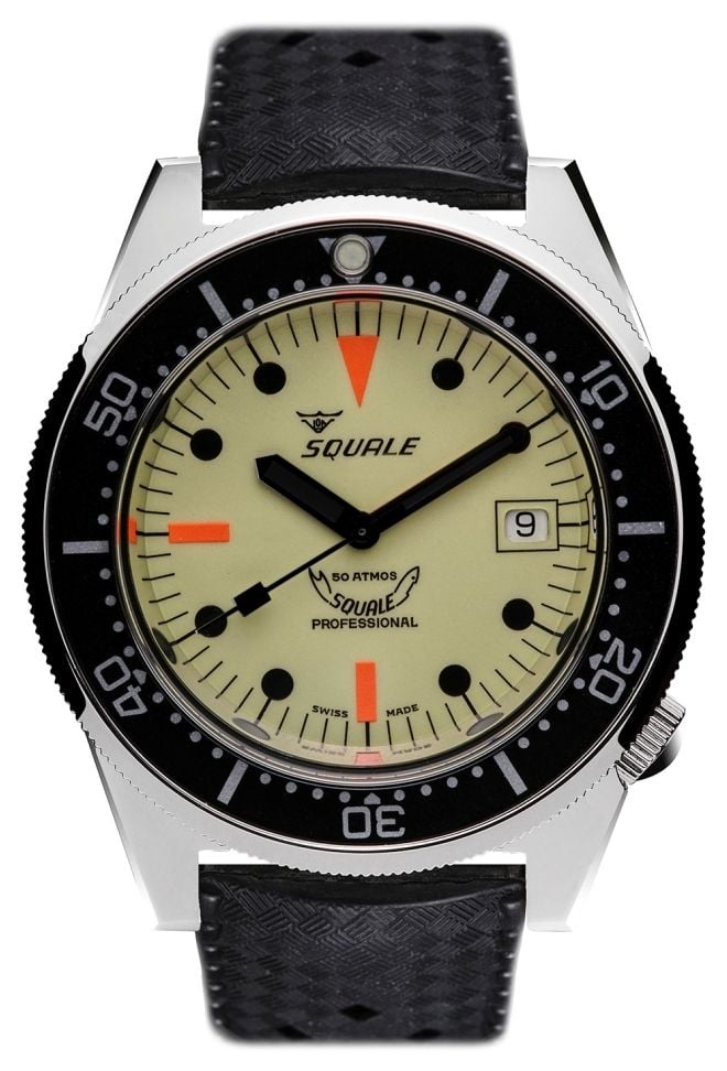 Squale 1521 Full Luminous 42mm Superluminova Dial  Black Watch