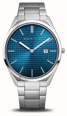 Bering Cadran bleu ultra fin (40 mm) / bracelet en acier inoxydable pour homme 17240-707
