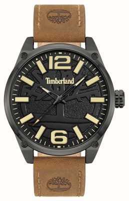 Timberland Quartzo Ripley-z (46 mm) mostrador preto / pulseira de couro marrom TDWGA9000703