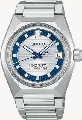 King Seiko Vanac edizione limitata per il 145° anniversario (41 mm) con quadrante bianco e bracciale in acciaio inossidabile HKF004J1
