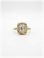 Emerald And Round Brilliant Natural Diamond 18ct Yellow Gold Double Halo Ring J94859