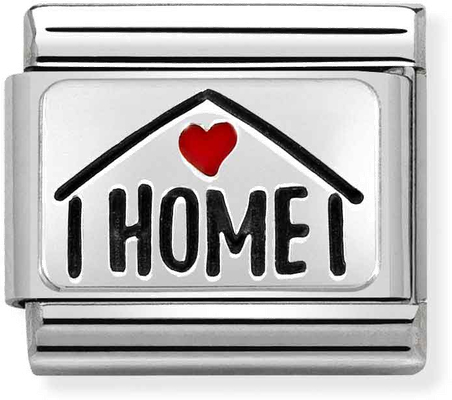 Nomination Classic Home With Heart Oxidised Sterling Silver & Steel Enamel Charm 330208/54