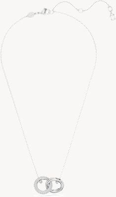 Swarovski Dextera Interlocking Hoop Pendant Necklace Rhodium Plated White Crystals 5670251