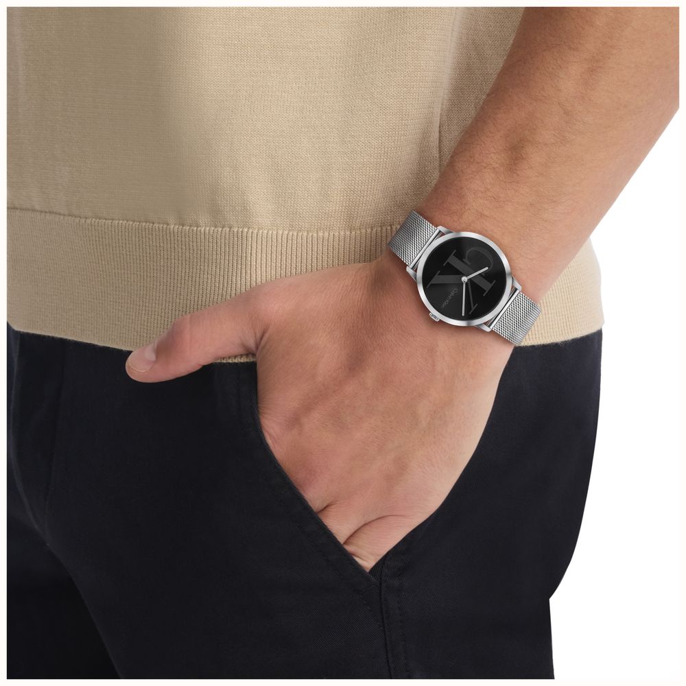 Calvin Klein Exceptional Quartz (37mm) Black CK Dial / Stainless Steel Mesh Bracelet 25200604 - vista alternativa 4