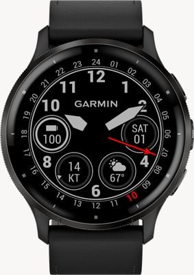 Garmin Venu 3 (45 mm) schiefergraue Edelstahllünette / schwarzes Lederarmband (+ Silikonarmband) 010-02784-52