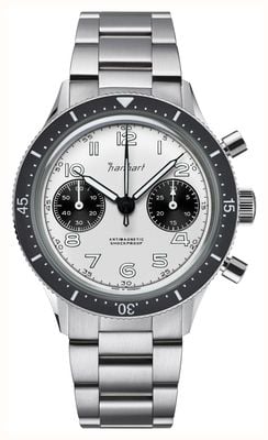 Hanhart 415 es panda (39 mm) biała tarcza / bransoleta ze stali nierdzewnej H703.201-6428