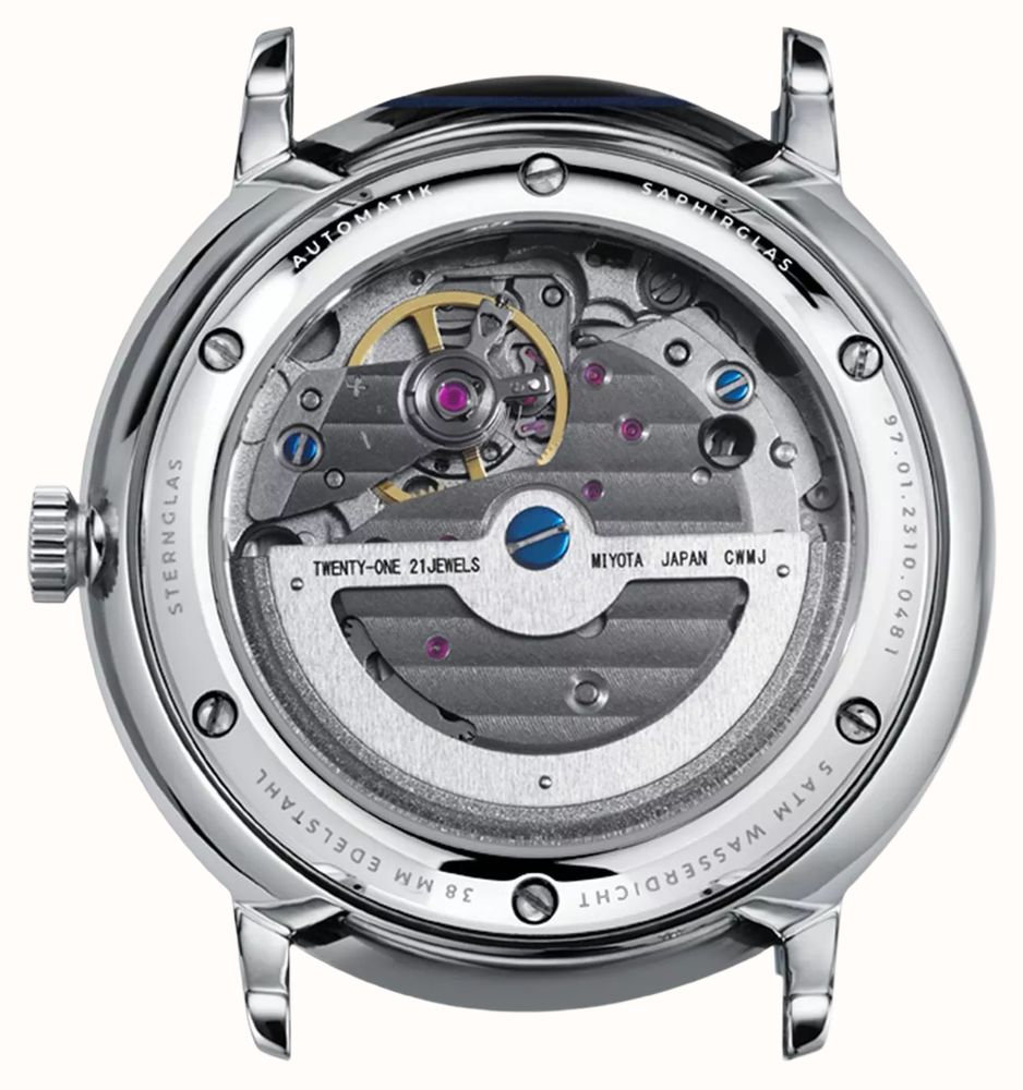 STERNGLAS Lumatic Brown Leather Strap Cream Dial Automatic Watch S01-LM26-BR03 - vista alternativa 3