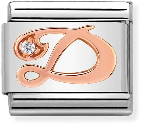 Nomination Classic Letter D 9ct Rose Gold & Steel Charm 430310/04