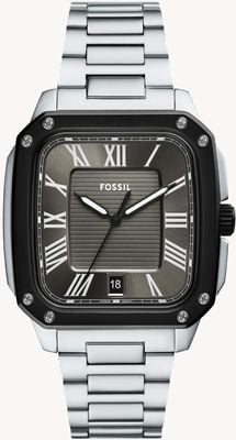 Fossil Crosby masculino (42 mm) com mostrador cinza texturizado / pulseira de aço inoxidável FS6122