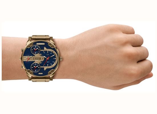 Diesel Mr Daddy Slim Gold Plated Blue Dial Watch DZ7497 - alternate view 4