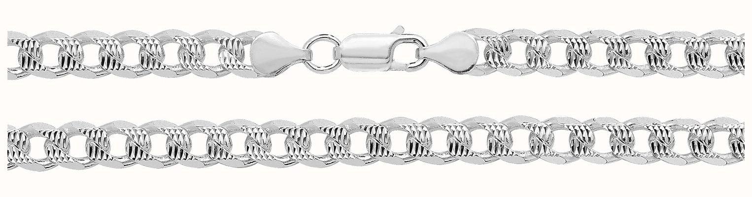 James Moore TH Sterling Silver Curb Pave Chain Bracelet 8" G1094/08
