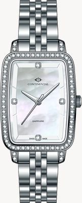 Continental 水晶酒桶形表壳（19毫米）珍珠母贝表盘/不锈钢表链 20351-LT101501
