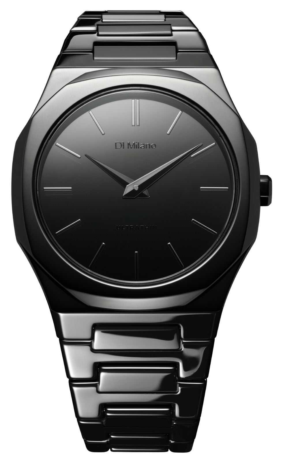 D1 Milano Cadran noir miroir ultra-fin (38 mm) / Bracelet en montre