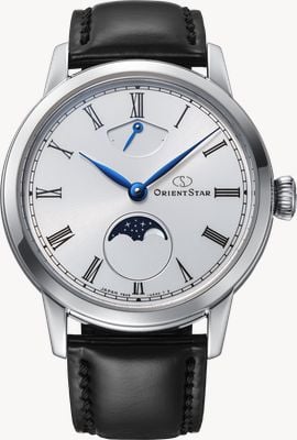 Orient Star M45 F8 Mechanical Moonphase Handwinding (39.5mm) White Dial / Black Leather Strap RE-BW0004S00B