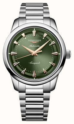 LONGINES Conquest Heritage automatique (40 mm) cadran vert soleillé / bracelet en acier inoxydable L16504026