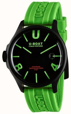 U-Boat Darkmoon pvd (44 mm) mostrador curva preto e verde / pulseira de silicone verde 9534/A