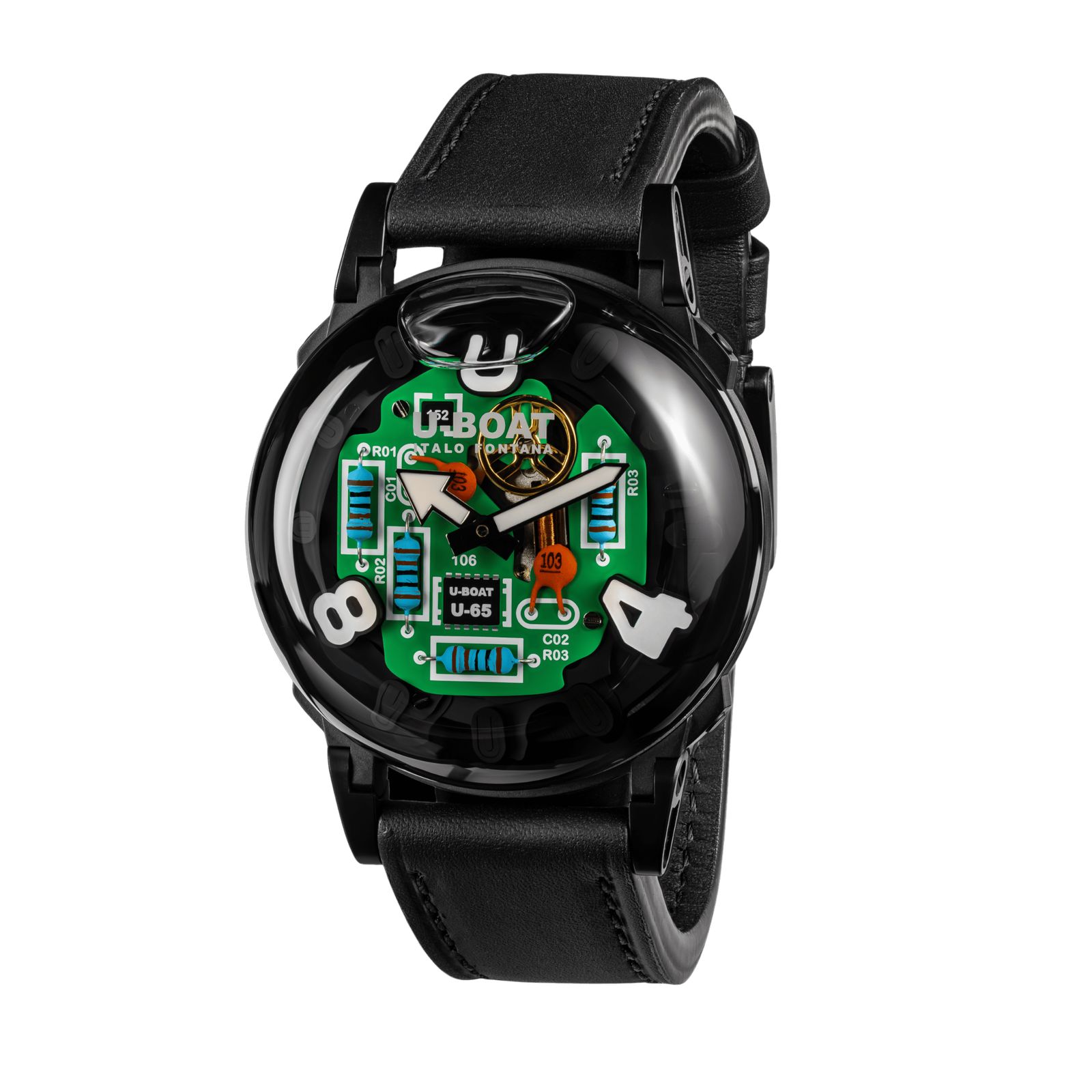 U-Boat U-65 tek pvd (44mm) cadran effet circuit pcb / montre