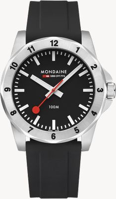Mondaine Montre Numeri quartz (42 mm) cadran noir / bracelet en silicone noir MSN.42120.RB