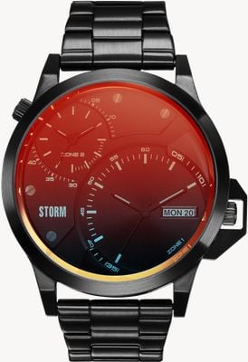 STORM Herenhorloge Avalonisch Slate Red (47 mm) met rode wijzerplaat en zwarte roestvrijstalen band. 47502/SL/R
