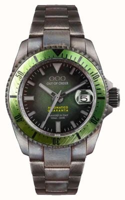 Out Of Order Verde automatico quaranta (40mm) mostrador verde / aço inoxidável envelhecido OOO.001-21.VE