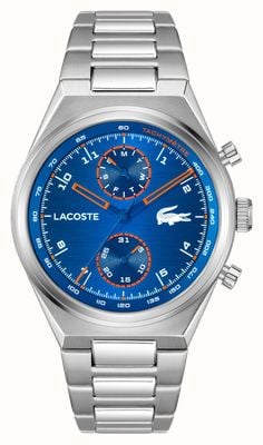 Lacoste Relógio Line Racer Quartz multifuncional (42 mm) com mostrador azul e pulseira de aço inoxidável. 2011499