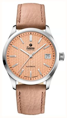 Tutima Glashütte 天空系列自动腕表（34毫米）桃绒表盘/桃棕色皮表带 6705-03