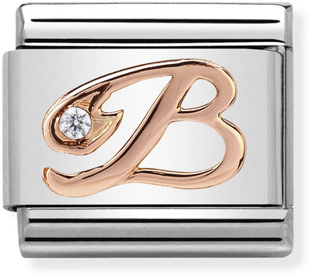 Nomination Classic Letter B 9ct Rose Gold & Steel Charm 430310/02