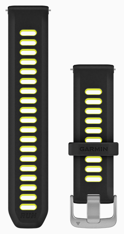 Garmin Quick Release Band (20mm) Black & Amp Yellow Silicone / Silver Hardware - Strap Only 010-11251-B6