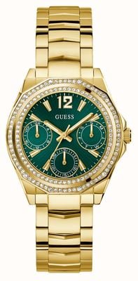 Guess RITZY Multifunction (36mm) Green Sunray Dial / Gold PVD Stainless Steel Bracelet GW0685L5