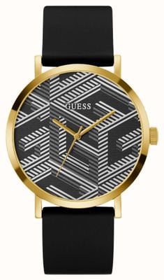 Guess Men's G Bossed (44mm) Black and White Pattern Dial / Black Silicone Strap GW0625G2