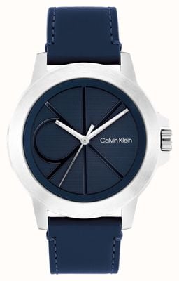 Calvin Klein Ck reset (42 mm) cadran bleu / bracelet en cuir bleu 25200526