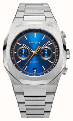 D1 Milano Cronografo blu royal (41,5 mm) quadrante blu sunray / bracciale in acciaio inossidabile CHBJ09