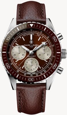 Favre Leuba Sea Sky Revival Automatic Chronograph (40mm) Brown Sunray Dial / Brown Leather Strap 00.20212.112.05.105
