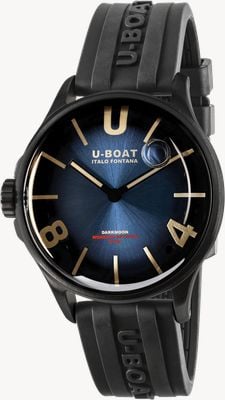 U-Boat Darkmoon pvd (41,5 mm) quadrante soleil blu imperiale / cinturino in gomma vulcanizzata nera 9020/C