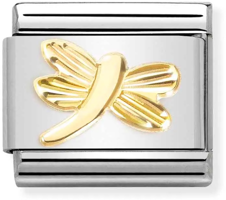Nomination Classic Dragonfly 18ct Gold & Steel Charm 030149/56