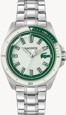 Lacoste Kwarcowy zegarek Capbreton z trzema wskazówkami (43 mm) z jasnozieloną tarczą / bransoletą ze stali nierdzewnej 2011496