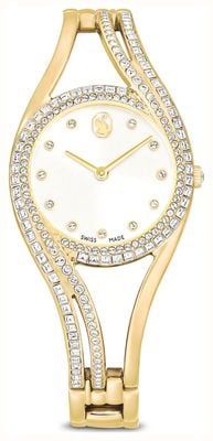 Swarovski Hyperbola Bangle (28mm) White Dial / Gold PVD Stainless Steel Bracelet 5754534