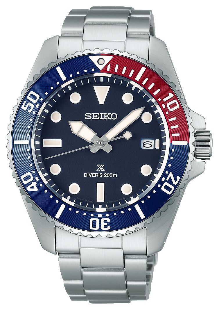 Seiko de plongÃ©e solaire Prospex bleu-rouge-bleu (41 montre