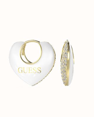 Guess Crazy In Love Ladies Gold Toned Heart Earrings UBE05206YGWH
