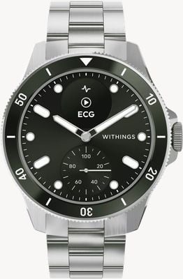 Withings Scanwatch nova - 臨床的に検証されたハイブリッド スマートウォッチ (42mm) グリーン ハイブリッド ダイヤル / ステンレススチール HWA10-MODEL 8-ALL-INT