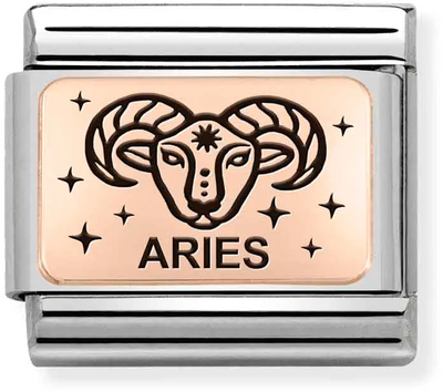 Nomination Classic Aries 9ct Rose Gold & Steel Charm 430112/01
