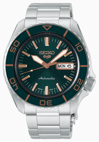 Seiko 5 Sports SKX SNZH Automatic (42.5mm) ‘Tweed Green’ Dial / Stainless Steel Bracelet Watch HDB005K1