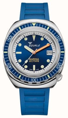 Squale Montre Marina Militare édition limitée 2001 (41,5 mm), cadran bleu soleillé / bracelet en caoutchouc bleu 2001MARINA.RBL