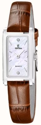 Festina Часы Mademoiselle кварцевые (25 мм), циферблат из перламутра / коричневый кожаный ремешок F20769/2
