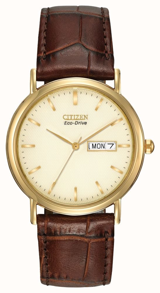 Citizen Men s Brown Strap Champagne Dial Watch BM8242 08P First Class Watches IRL